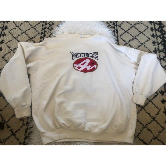 VTG Nike Air Swoosh Crew Neck Sweatshirt Size XL Made in USA Ivory RARE. E - Picture 1 of 12
